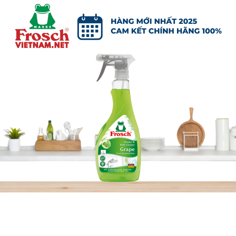 Chai Xịt Vệ Sinh Phòng Tắm, Loại Bỏ Bụi Frosch 500ml Hương Mâm Xôi