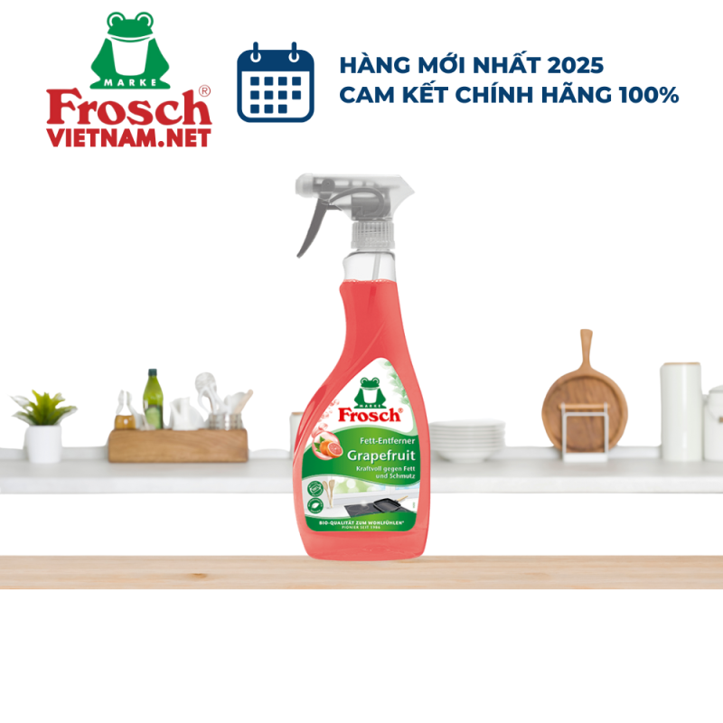 Chai Xịt Vệ Sinh Bếp Đa Năng Hữu Cơ Frosch 500ml Hương Bưởi