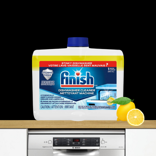 Chai 250ml dung dịch vệ sinh sạch sâu cặn bẩn máy rửa chén Finish (EU-Đức) – (Khuyên dùng 3 tháng 1 lần).